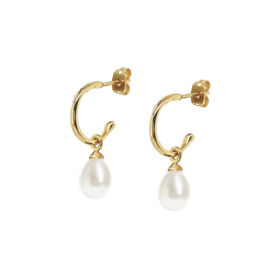 Wedding Jewellerywedding Jewellery Ivory & Co | Harrow Hoop Pearl Drop Earrings (Gold)