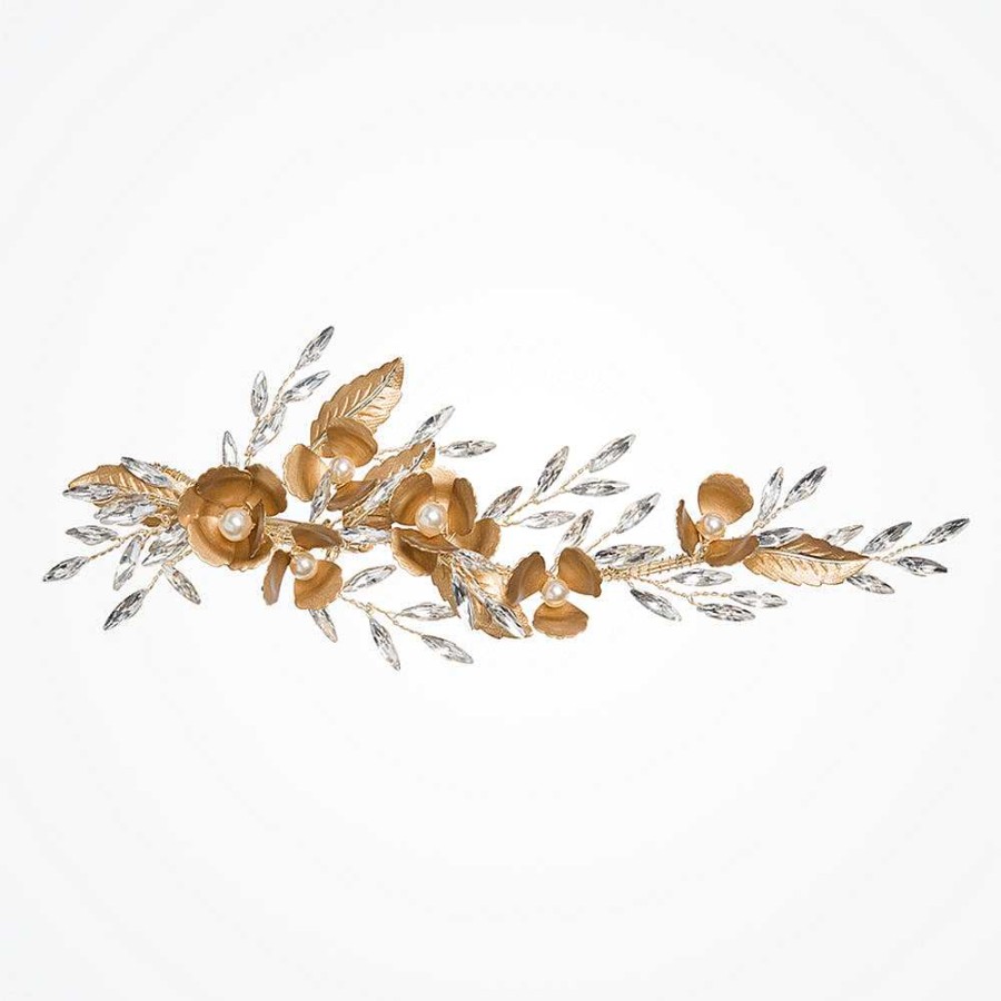 Wedding Hair Accessorieswedding Hair Accessories Ivory & Co | Adonia Bronze Floral Crystal Hair Clip