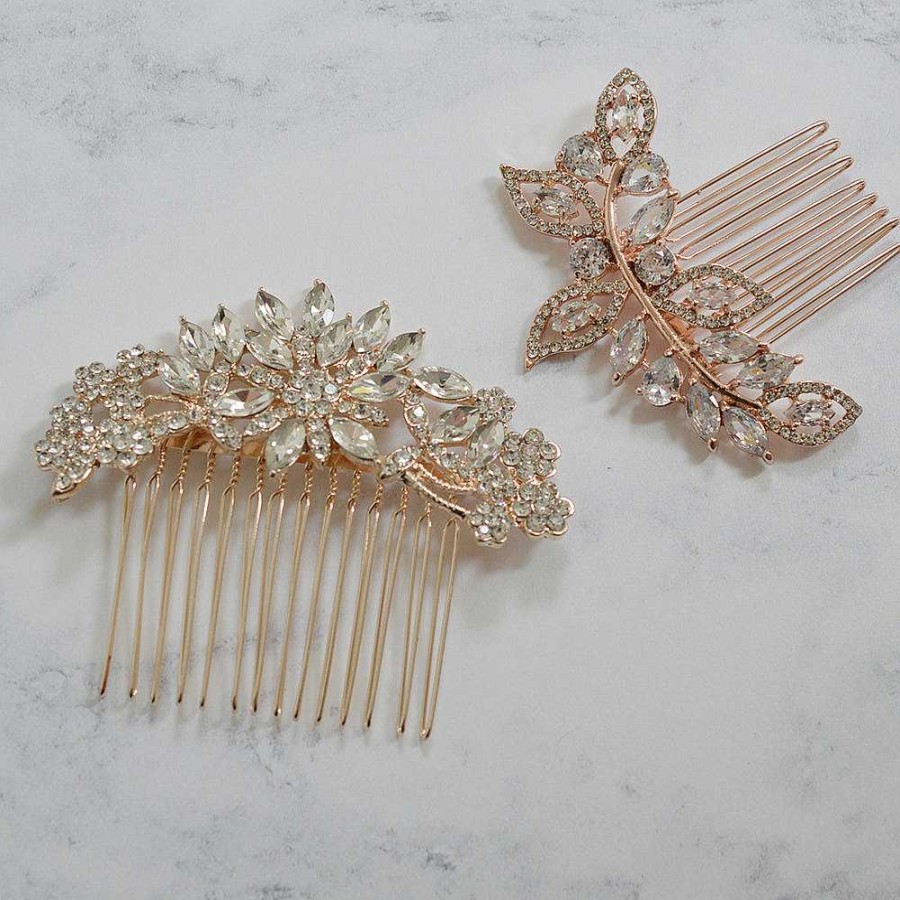 Wedding Hair Accessorieswedding Hair Accessories Aria | Fallon Crystal Rose Gold Hair Comb