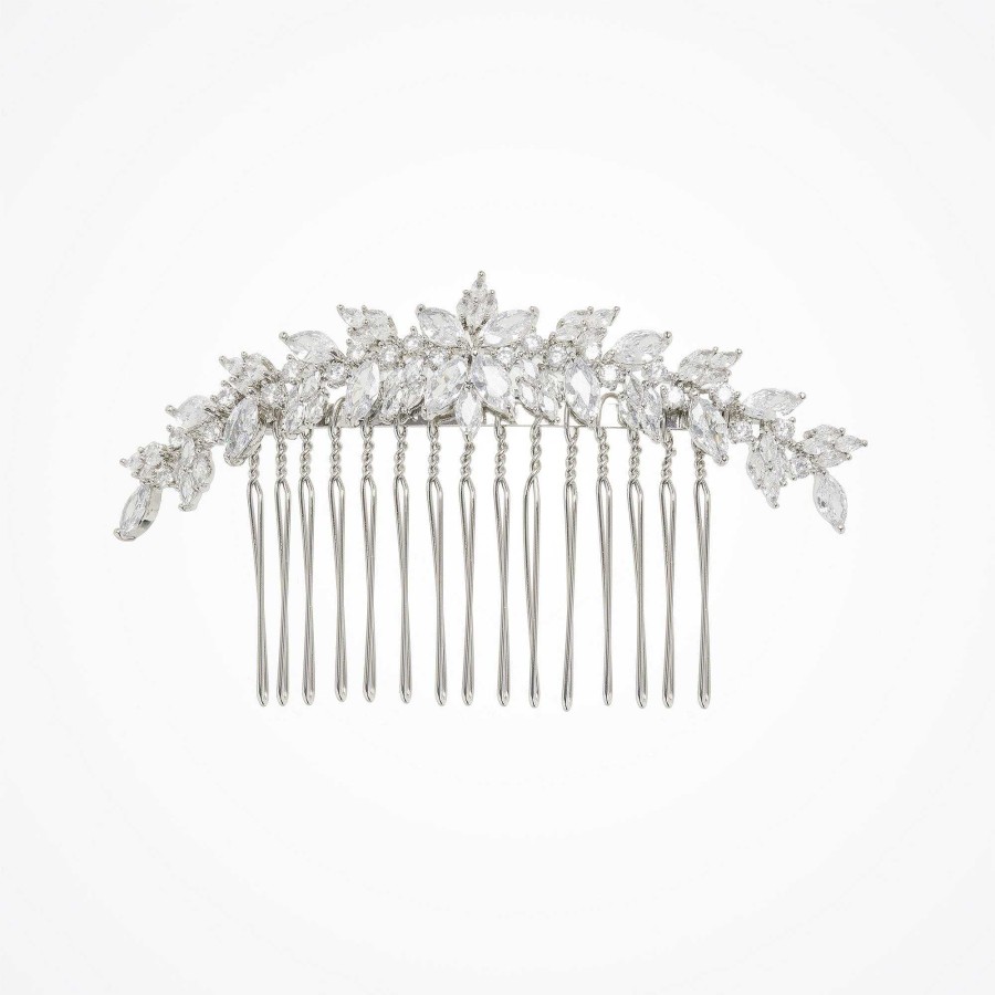 Wedding Hair Accessorieswedding Hair Accessories Aria | Ren Clustered Crystal Leaves Hair Comb