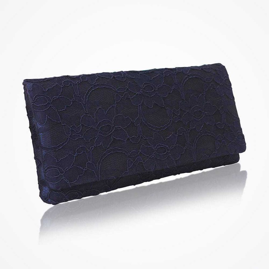 Bags Emma Gordon London | Astrid Navy Lace Clutch