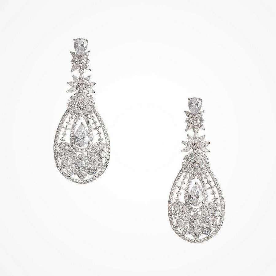 Wedding Jewellerywedding Jewellery Aria | Emilia Floral Crystal Bridal Statement Earrings