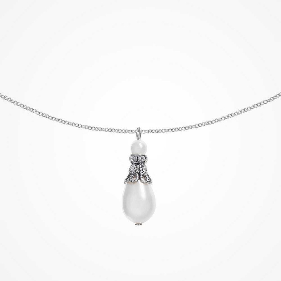 Wedding Jewellerywedding Jewellery Katherine Swaine | Georgette Crystal Embellished Filigree Pearl Drop Necklace