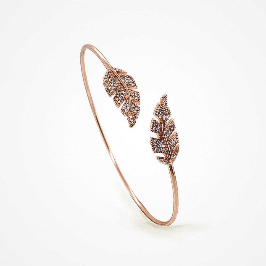 Wedding Jewellerywedding Jewellery Sarah Alexander | Aster Pave Zirconia Crystal Leaf Design Bangle