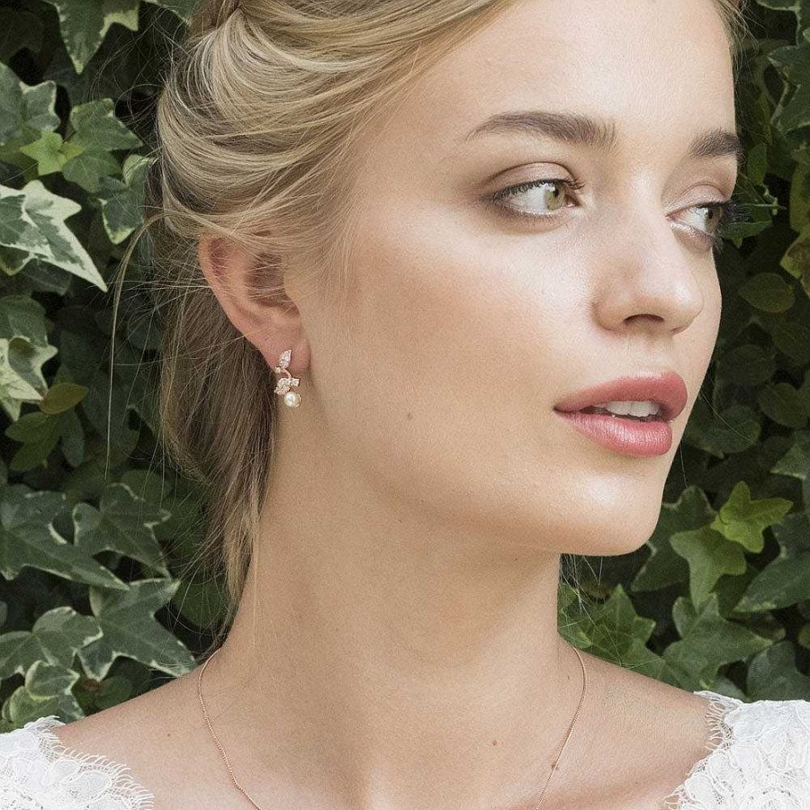 Wedding Jewellerywedding Jewellery Ivory & Co | Aphrodite Rose Gold Pearl And Crystal Earrings