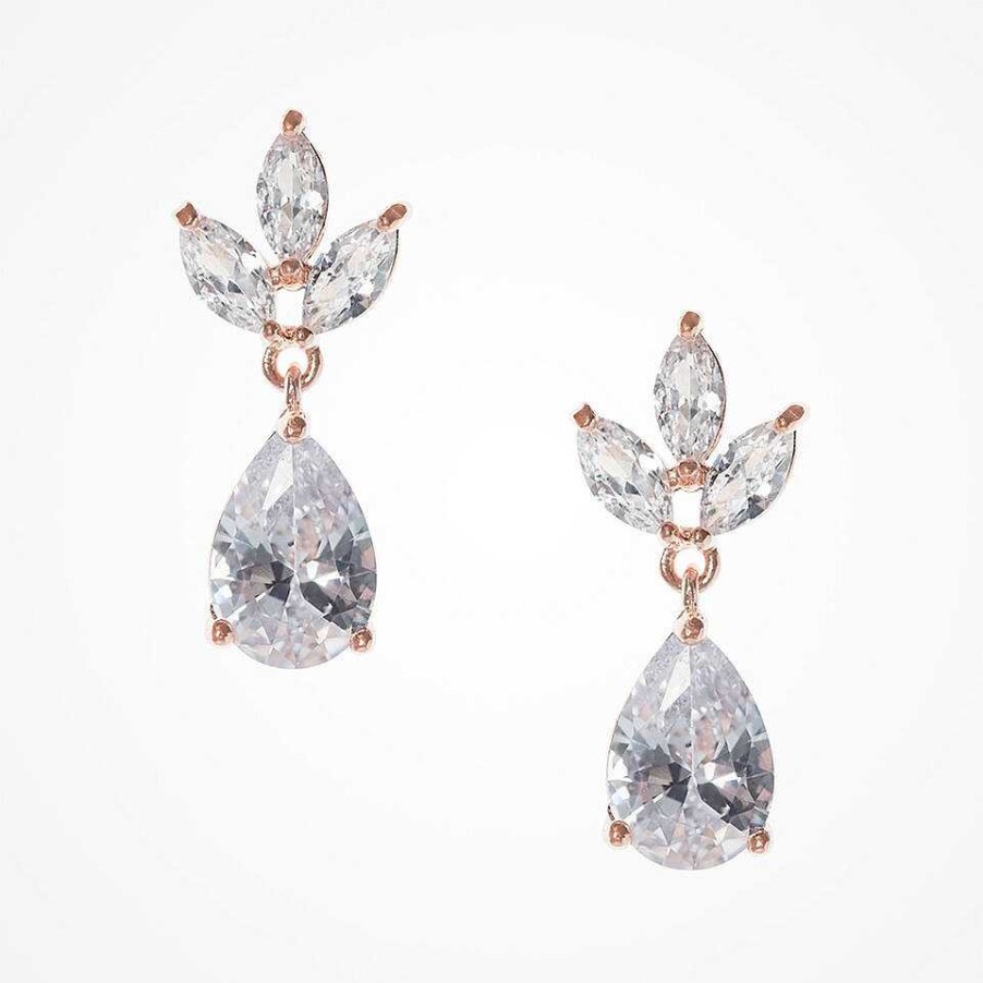 Wedding Jewellerywedding Jewellery Liberty in Love | Kapika Cz Drop Earrings (Rose Gold)