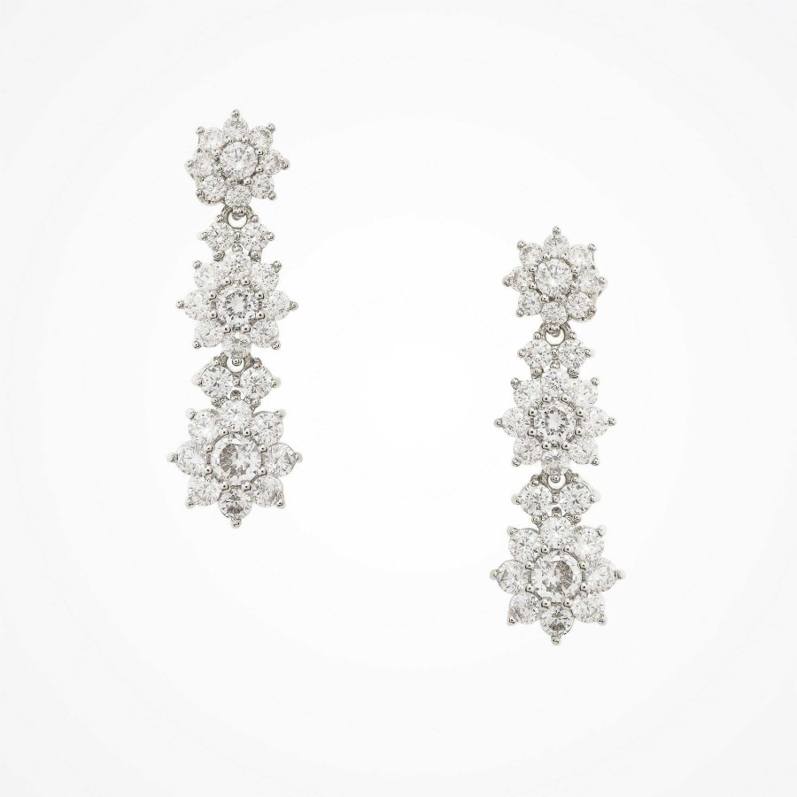 Wedding Jewellerywedding Jewellery Aria | Lilly Floral Short Drop Crystal Earrings