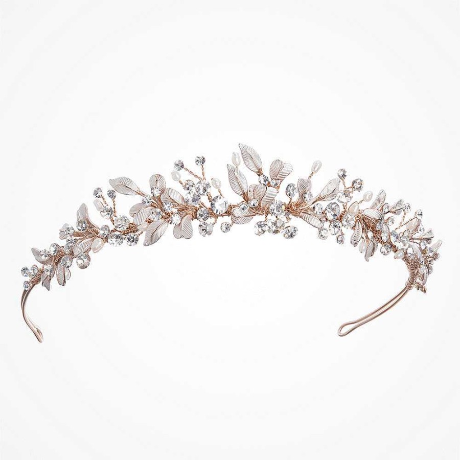 Wedding Hair Accessorieswedding Hair Accessories Ivory & Co | Elfin Rose Gold Enamelled Flora Tiara