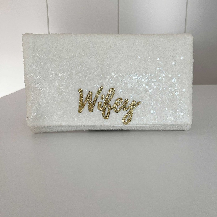 Bags Emma Gordon London | Wifey' Ivory Sequin Clutch