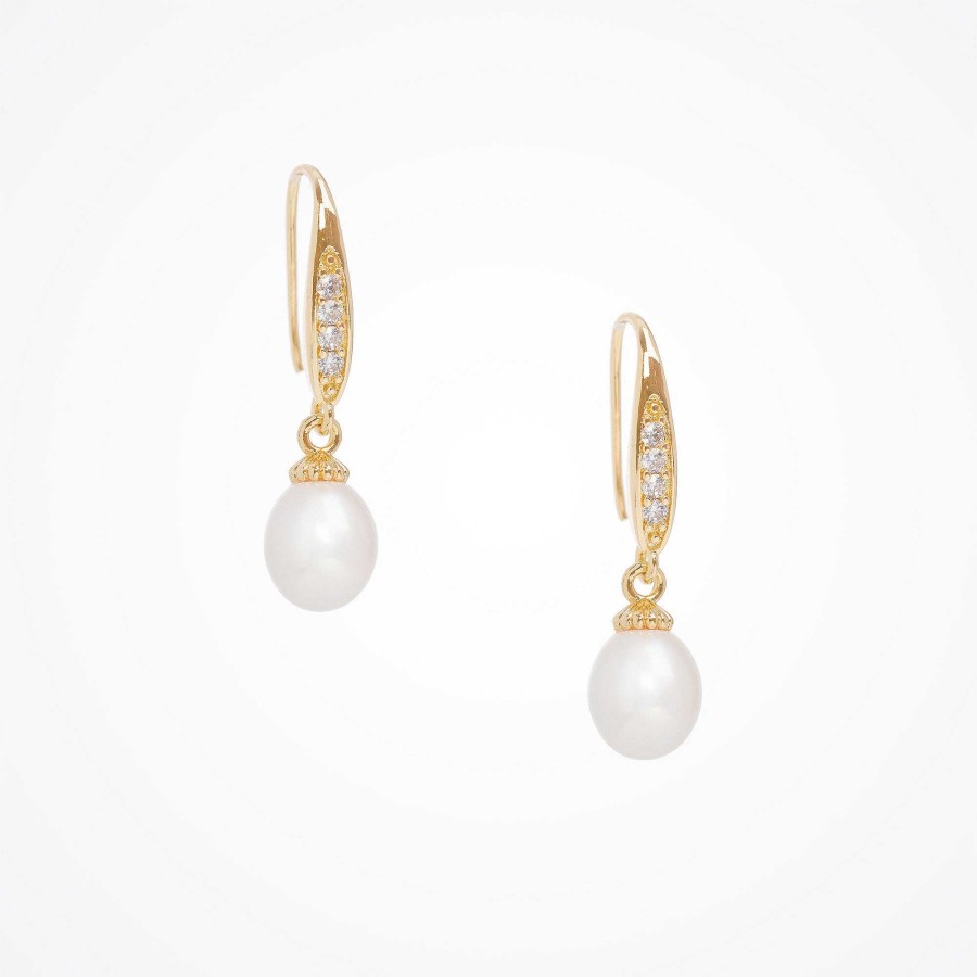 Wedding Jewellerywedding Jewellery Aria | Freshwater Pearl Hook Earrings (Gold)