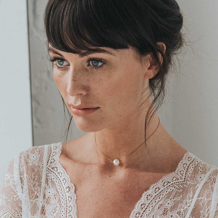 Wedding Jewellerywedding Jewellery Chez Bec | Luna Single Pearl Chain Choker Necklace