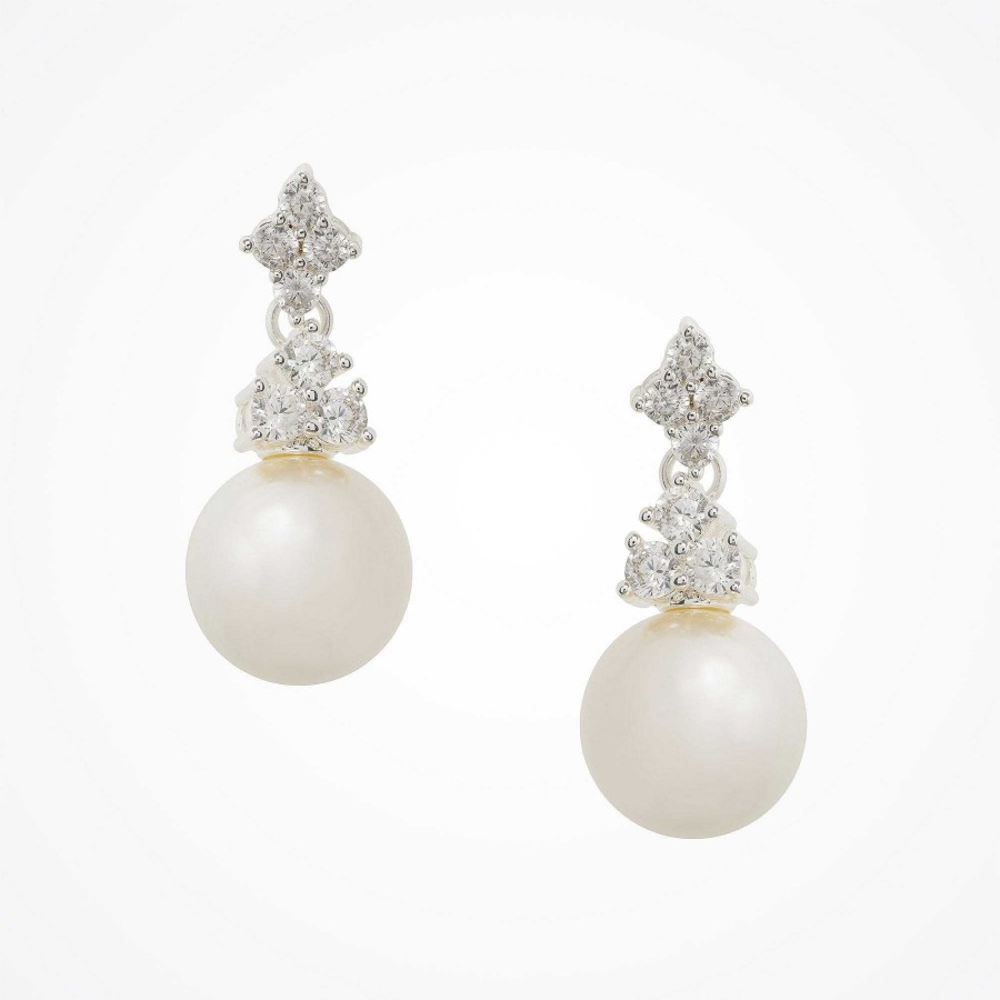 Wedding Jewellerywedding Jewellery Aria | Riva Pearl Drop Earrings (Silver)