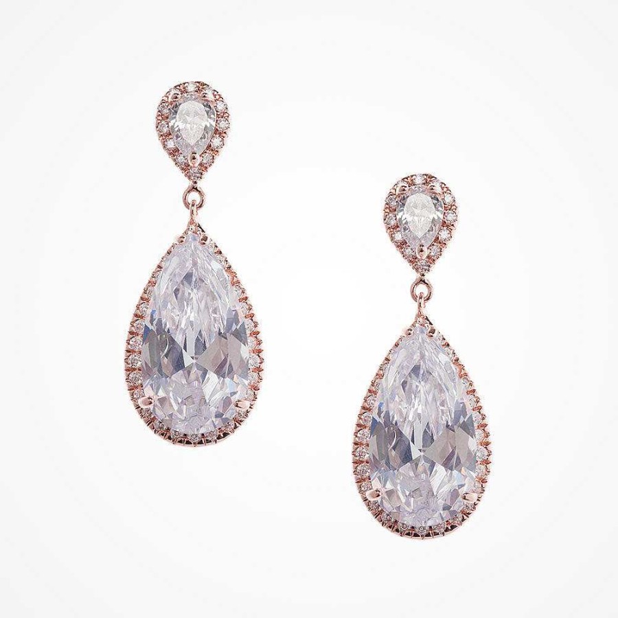 Wedding Jewellerywedding Jewellery Liberty in Love | Allegra Cz Teardrop Earrings (Rose Gold)