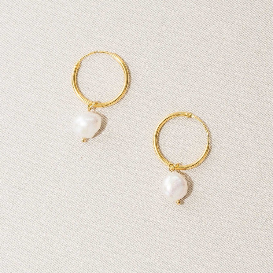 Wedding Jewellerywedding Jewellery Aria | Baroque Pearl Hoop Earrings (Gold)