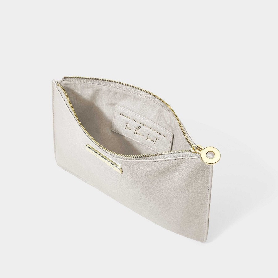 Bags Katie Loxton | Katie Loxton Semi-Precious Stone Pouch 'Thank You For Helping Me Tie The Knot' Rock Crystal In Grey