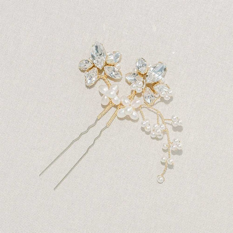 Wedding Hair Accessorieswedding Hair Accessories Victoria Fergusson | Fern Crystal And Pearl Floral Gold Hair Pin