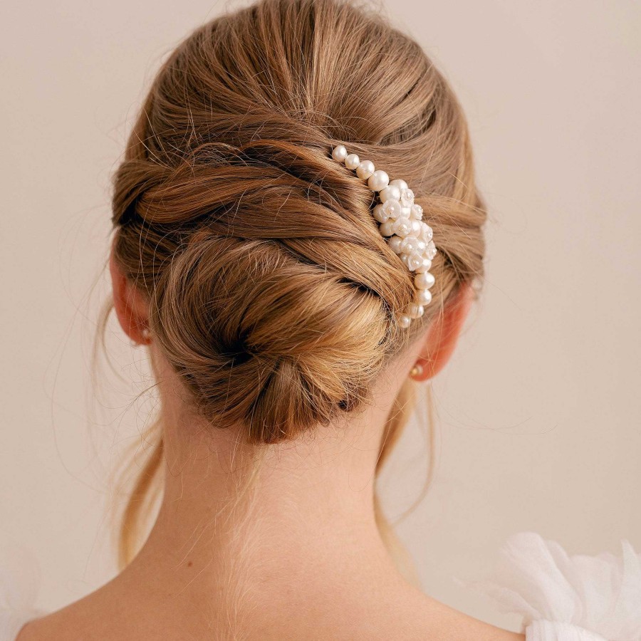 Wedding Hair Accessorieswedding Hair Accessories Laurel Lime | Juliette Pearl Floral Hair Comb (Silver)