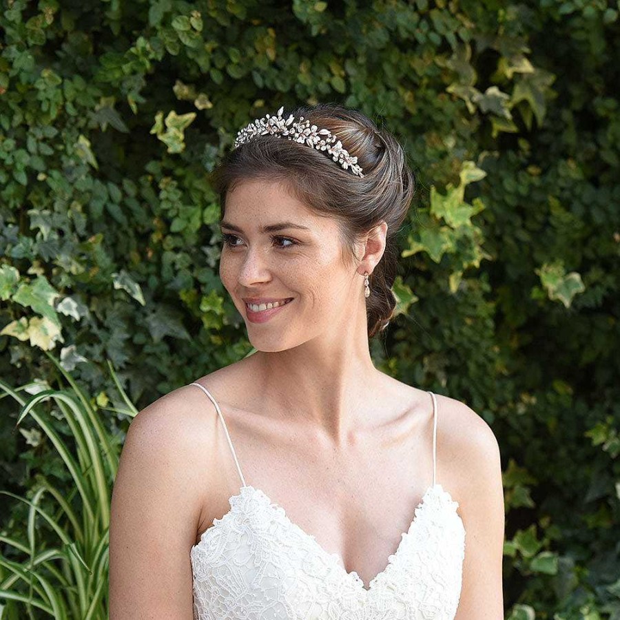 Wedding Hair Accessorieswedding Hair Accessories Ivory & Co | Elfin Rose Gold Enamelled Flora Tiara