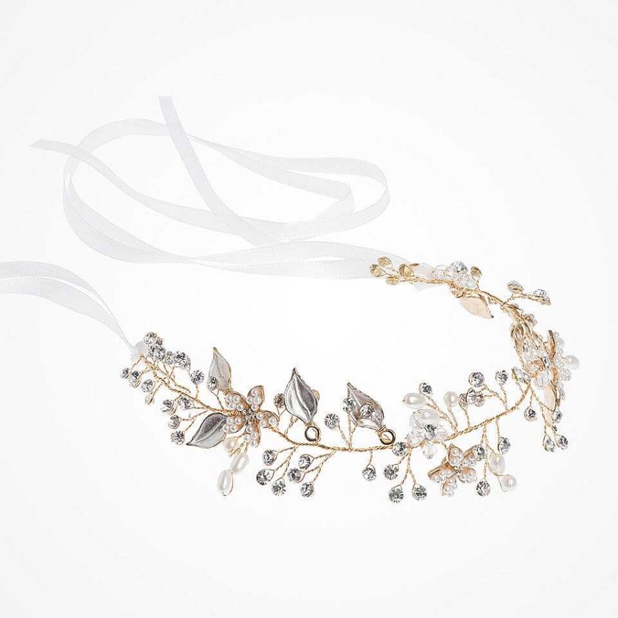 Wedding Hair Accessorieswedding Hair Accessories Aria | Fleur Pearl Blossom And Buds Gold Hair Vine