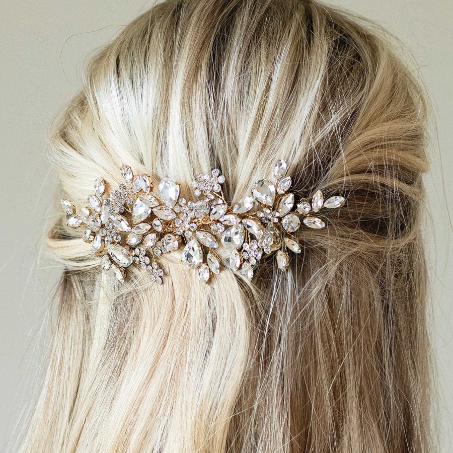 Wedding Hair Accessorieswedding Hair Accessories Ivory & Co | Golden Crystal Encrusted Sparkling Comb