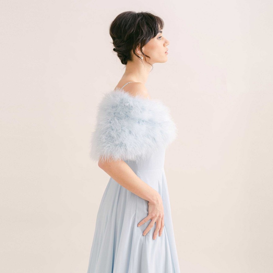 Veils, Cover-Ups And Beltsveils, Cover-Ups And Belts JL at Liberty in Love | Powder Blue Feather Bridal Stole