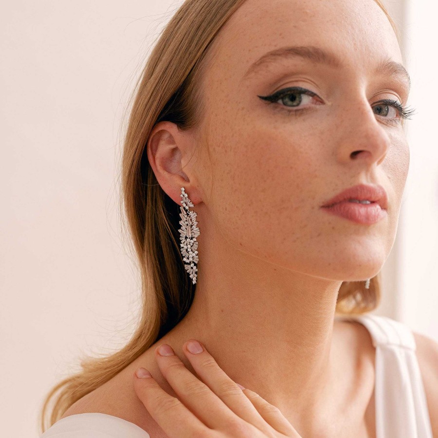 Wedding Jewellerywedding Jewellery Aria | Paloma Crystal Baguette Drop Earrings