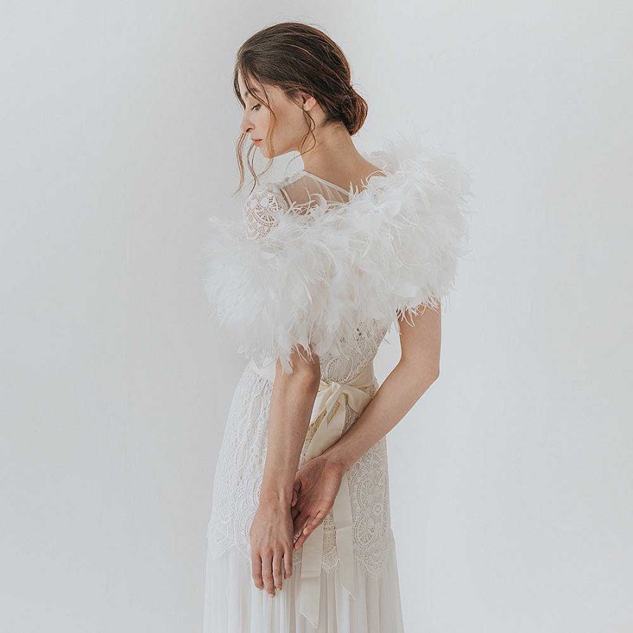 Veils, Cover-Ups And Beltsveils, Cover-Ups And Belts JL at Liberty in Love | Ivory Ostrich Feather Bridal Stole