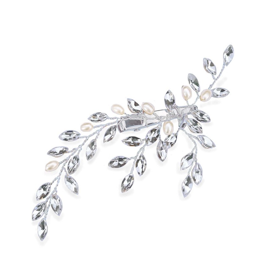 Wedding Hair Accessorieswedding Hair Accessories Ivory & Co | Pearl Glimmer Crystal Spray Clip (Silver)