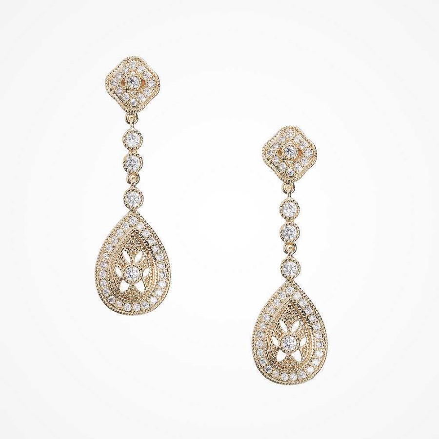 Wedding Jewellerywedding Jewellery Ivory & Co | Moonstruck Gold Pave Crystal Teardrop Earrings