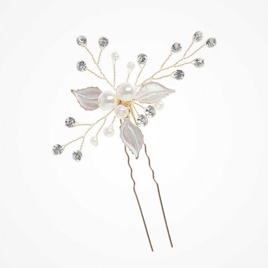 Wedding Hair Accessorieswedding Hair Accessories Aria | Gracie Pearl And Crystal Gold Hair Pin