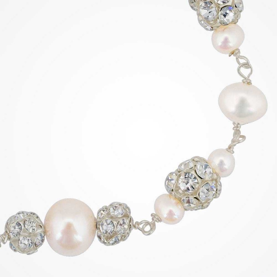 Wedding Jewellerywedding Jewellery Chez Bec | Abigail Pearl And Diamante Bracelet (Silver)