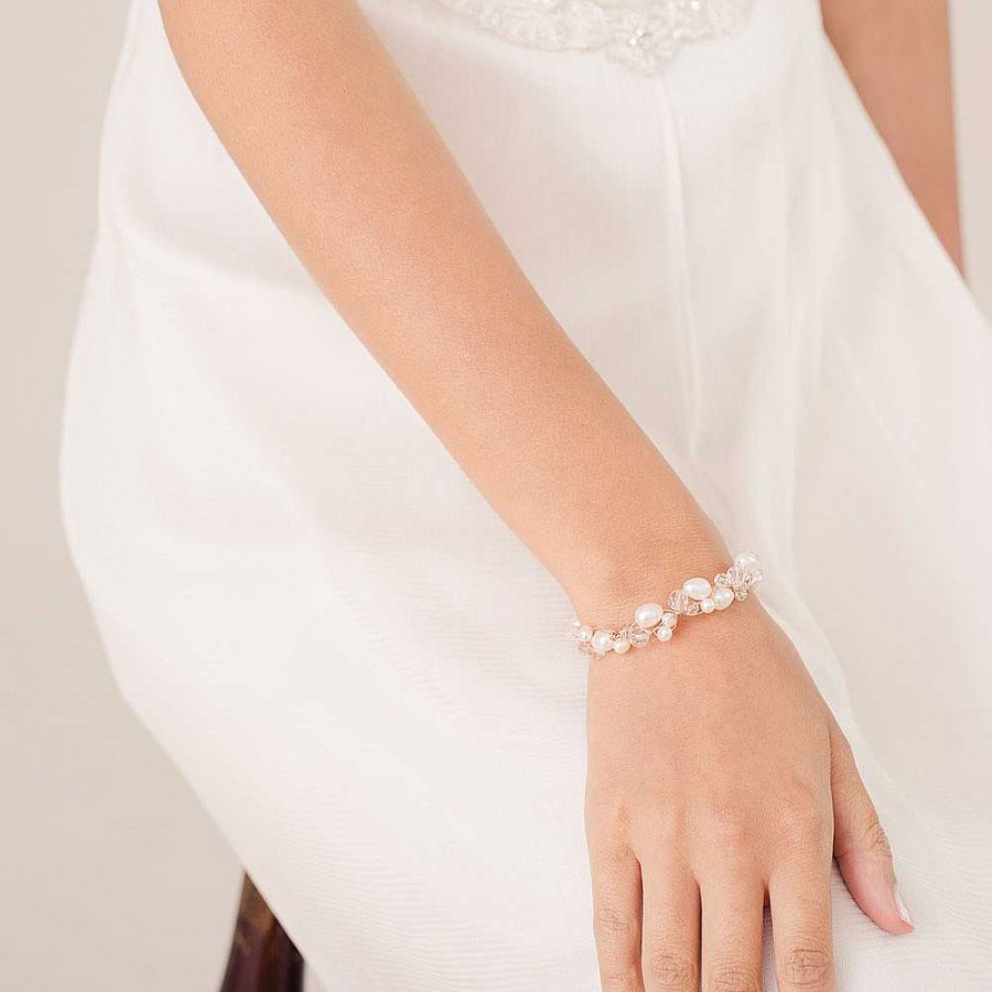 Wedding Jewellerywedding Jewellery Chez Bec | Blossom Pearl Bracelet (Gold)