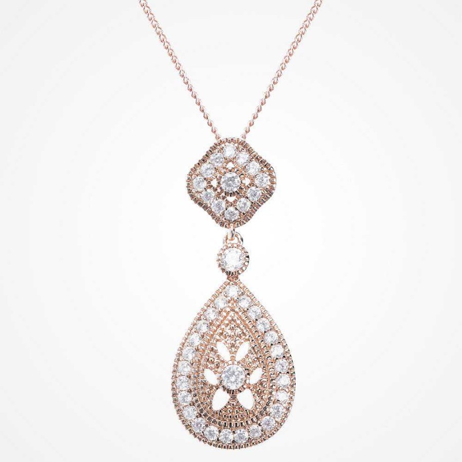 Wedding Jewellerywedding Jewellery Ivory & Co | Moonstruck Rose Gold Crystal Pendant Necklace