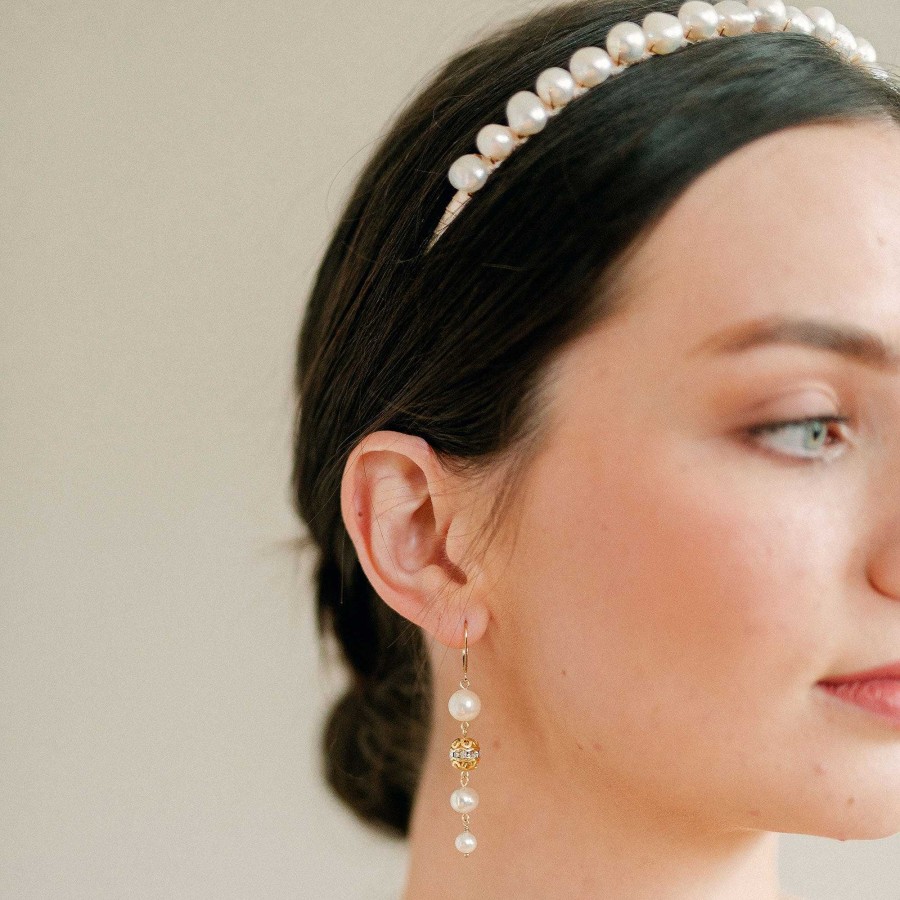 Wedding Jewellerywedding Jewellery Victoria Fergusson | Joy Long Drop Pearl Earrings (Gold)