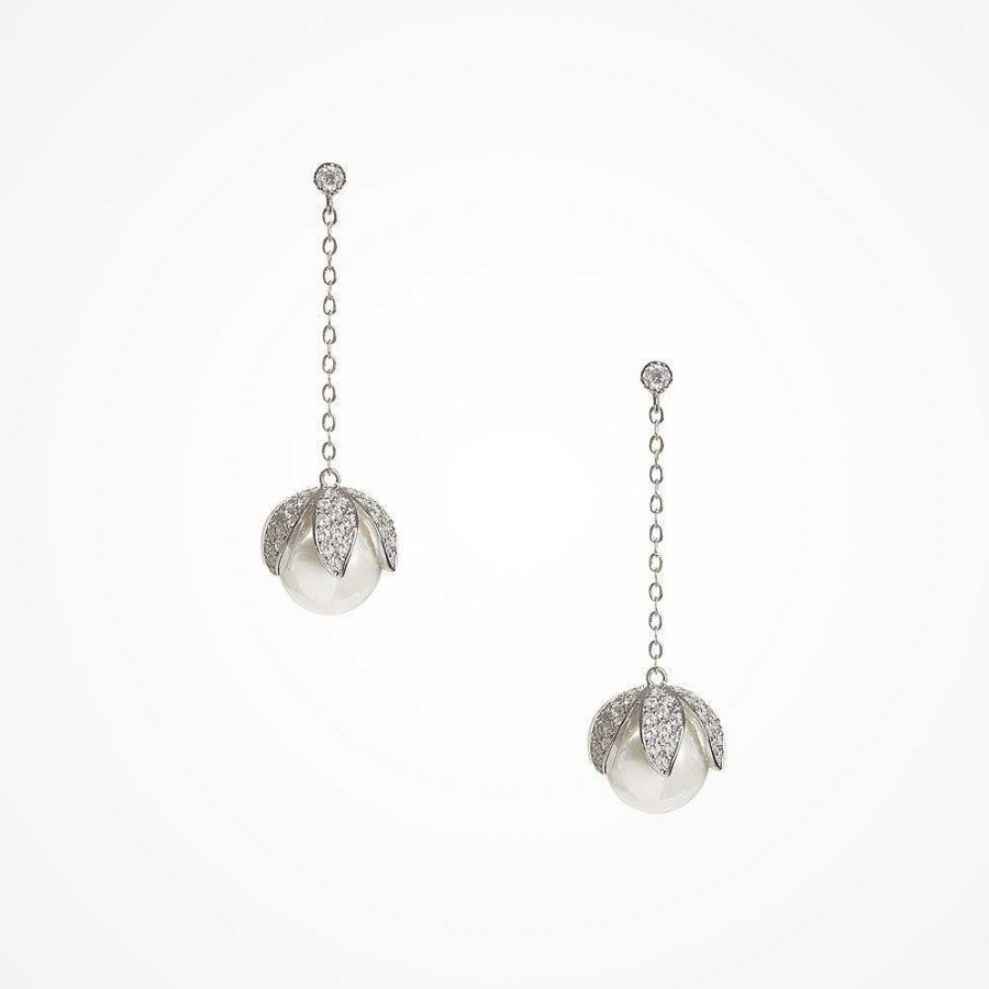 Wedding Jewellerywedding Jewellery Aria | Acacia Chained Large Pearl Drop Earrings