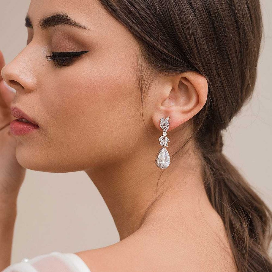 Wedding Jewellerywedding Jewellery Aria | Lourdes Crystal Floral Drop Earrings