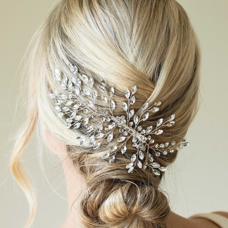 Wedding Hair Accessorieswedding Hair Accessories Ivory & Co | Serenade Crystal Spray Clip (Silver)