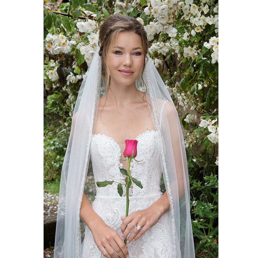 Veils, Cover-Ups And Beltsveils, Cover-Ups And Belts Joyce Jackson | Upminster Pearl And Crystal Edged Tulle Veil