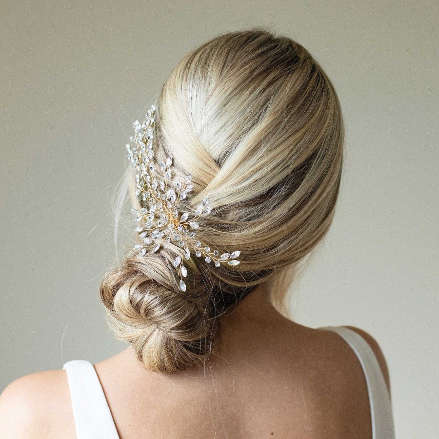 Wedding Hair Accessorieswedding Hair Accessories Ivory & Co | Serenade Crystal Spray Clip (Gold)