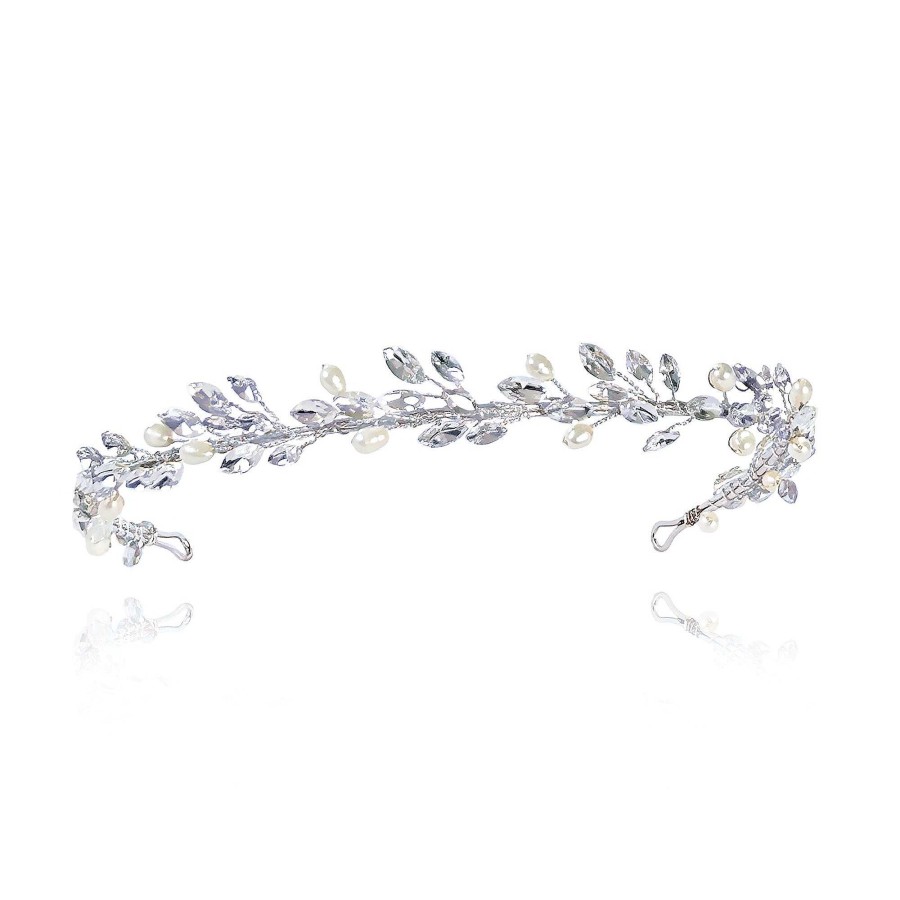 Wedding Hair Accessorieswedding Hair Accessories Ivory & Co | Moonshine Crystal And Pearl Vine Band (Silver)