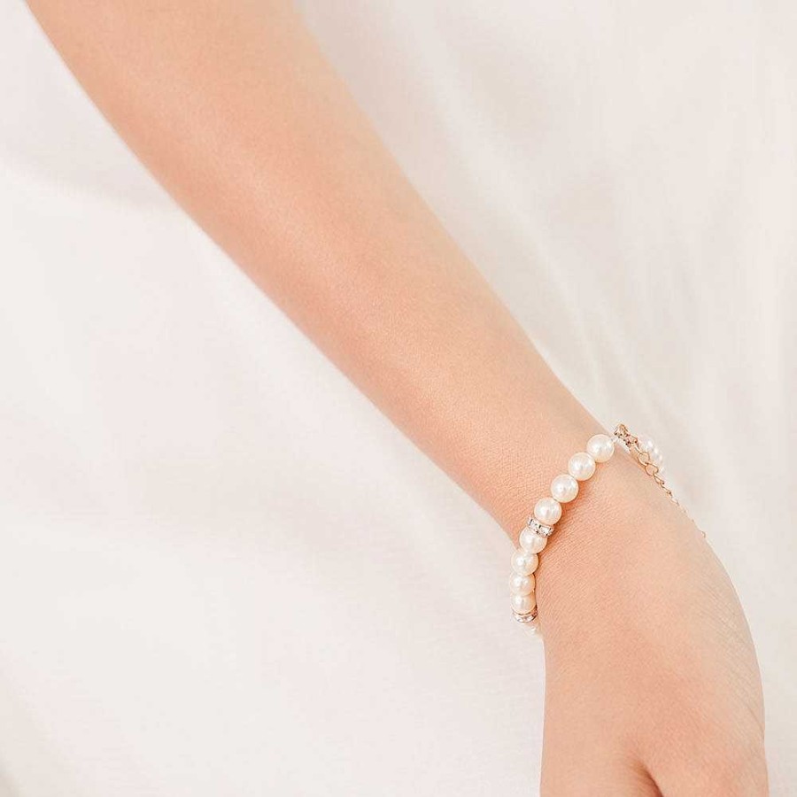 Wedding Jewellerywedding Jewellery Chez Bec | Crystal Elegance Pearl Bracelet (Rose Gold)