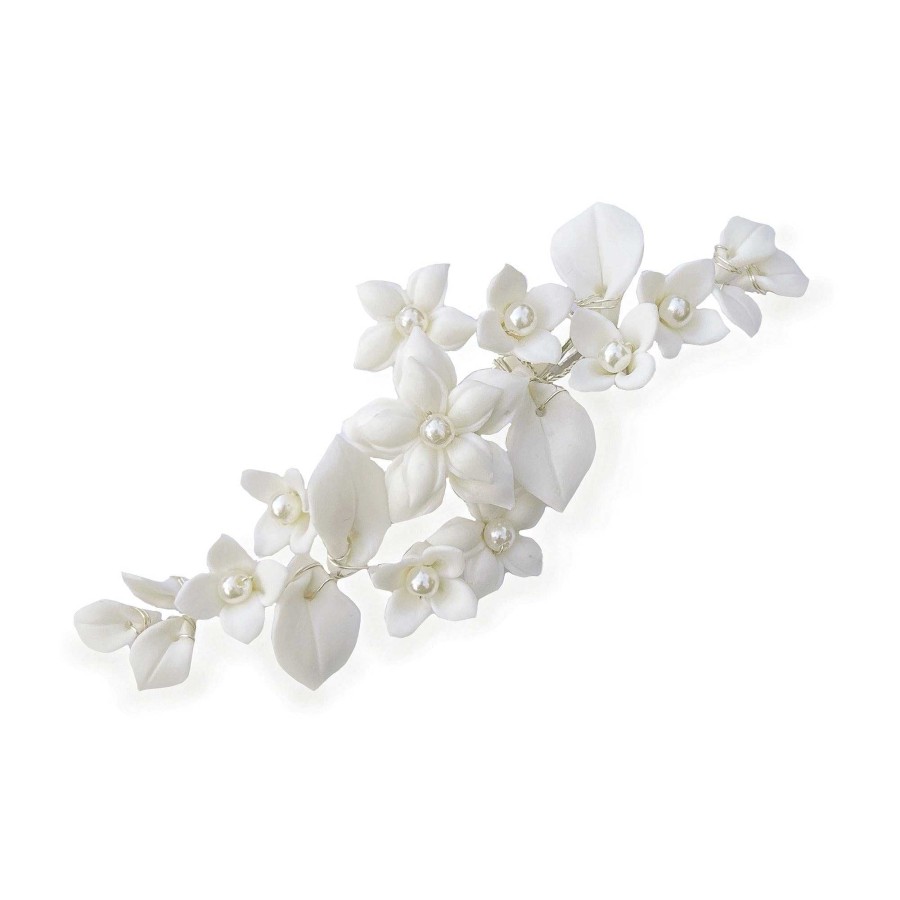 Wedding Hair Accessorieswedding Hair Accessories Ivory & Co | Snowdrop Ceramic And Pearl Floral Spray Clip