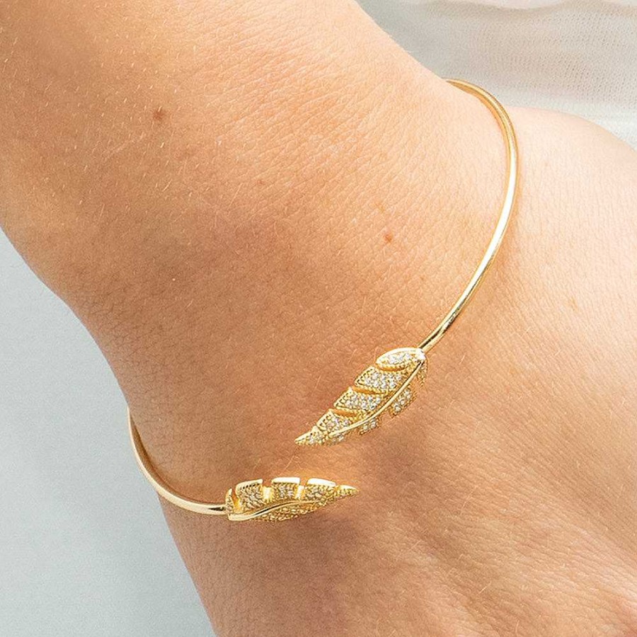 Wedding Jewellerywedding Jewellery Sarah Alexander | Paradiso Pave Zirconia Crystal Leaf Design Bangle