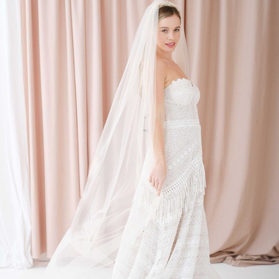 Veils, Cover-Ups And Beltsveils, Cover-Ups And Belts Joyce Jackson | Phoenix Single Tier Raw Edge Long Veil