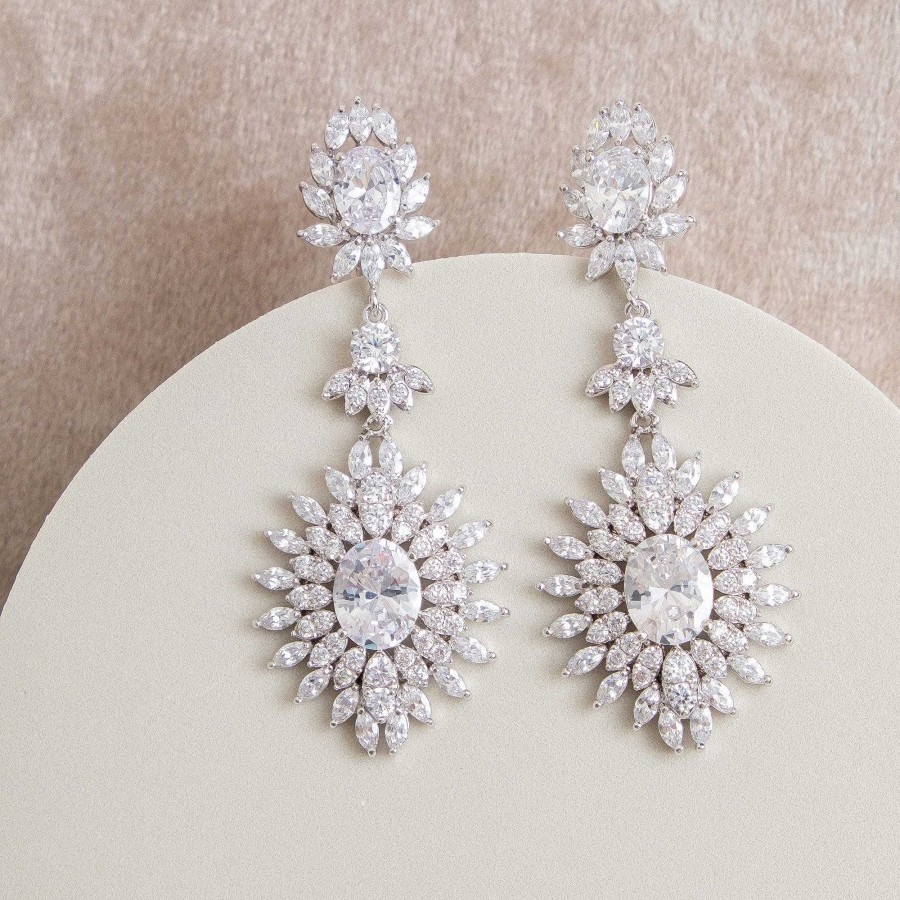 Wedding Jewellerywedding Jewellery Aria | Eliza Crystal Bridal Statement Earrings