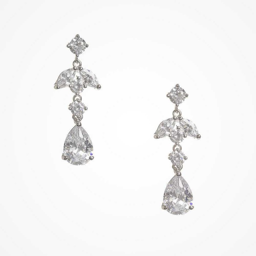 Wedding Jewellerywedding Jewellery Aria | Francisca Crystal Floral Teardrop Earrings