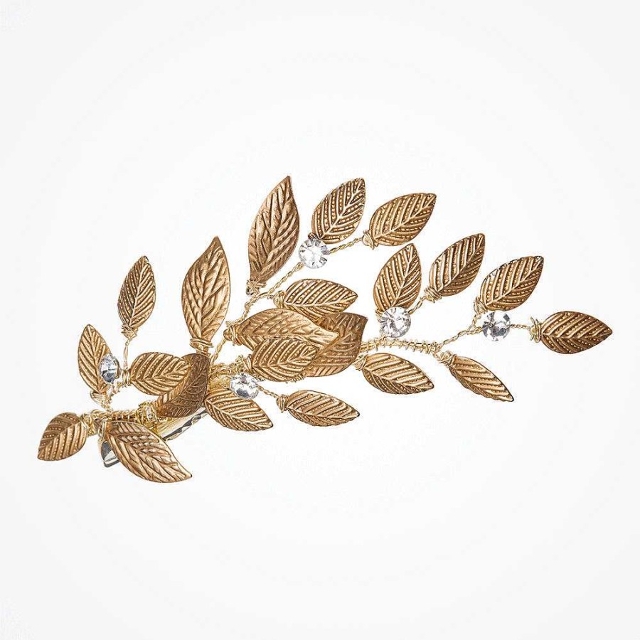 Wedding Hair Accessorieswedding Hair Accessories Ivory & Co | Copper Beech Crystal Embellished Leaves Hair Clip