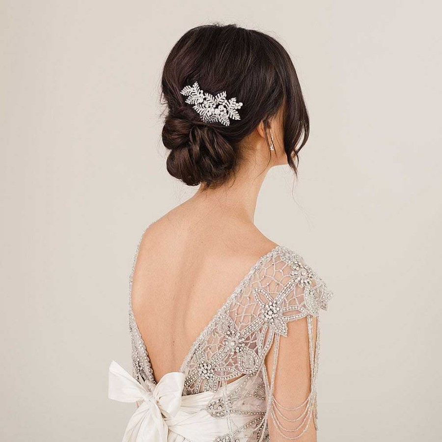 Wedding Hair Accessorieswedding Hair Accessories Aria | Elodie Crystal Embellished Leaves Hair Comb