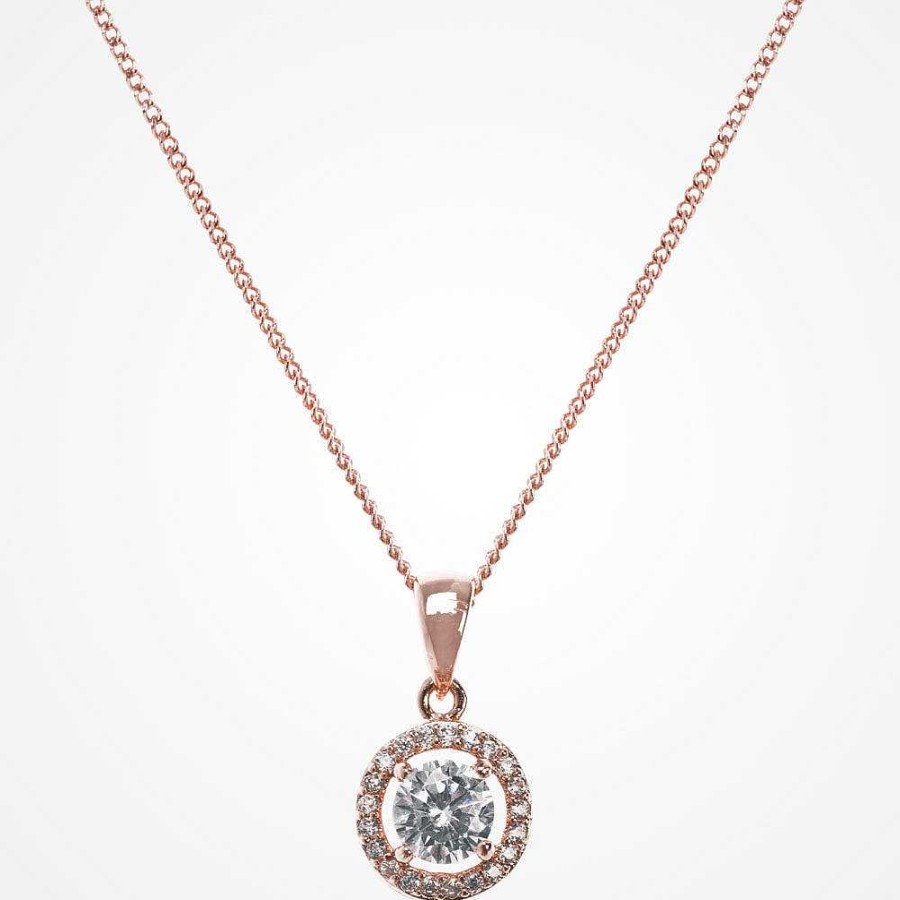 Wedding Jewellerywedding Jewellery Ivory & Co | Balmoral Rose Gold Crystal Pendant Necklace