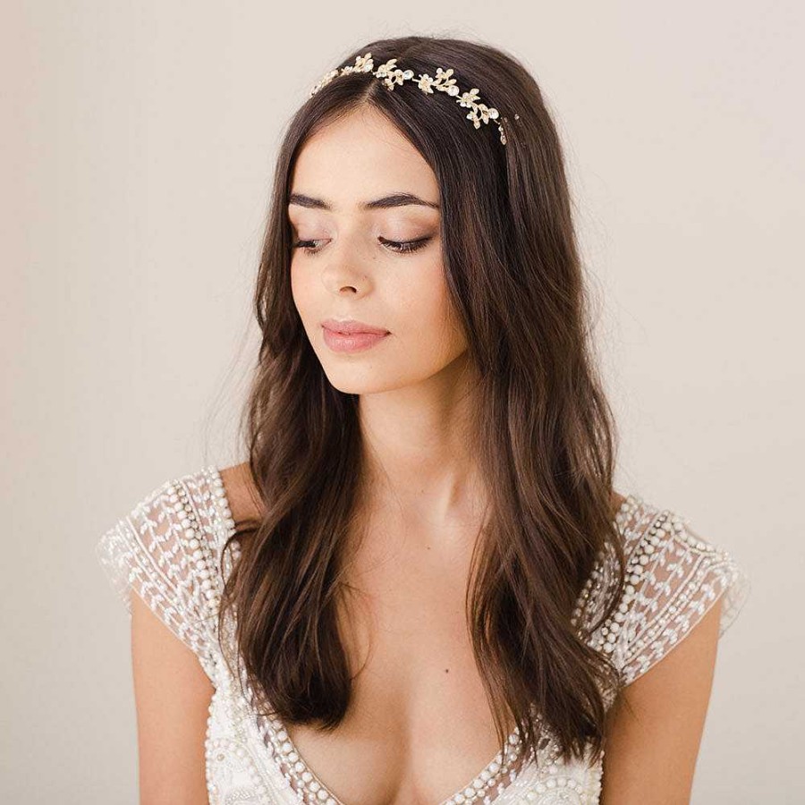 Wedding Hair Accessorieswedding Hair Accessories Aria | Ariel Crystal Embellished Floral Gold Headpiece